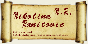 Nikolina Ranitović vizit kartica